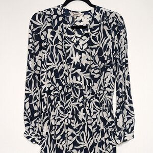 Tucker Juliette Dress Midnight Figi Floral in Silk Crepe de Chine Long Sleeve